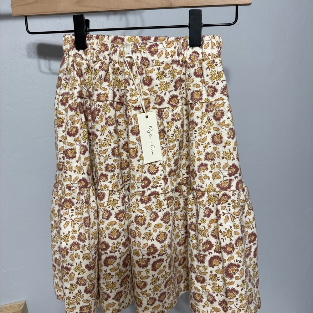 Floral Rylee + Cru Skirt - Cream and Brown